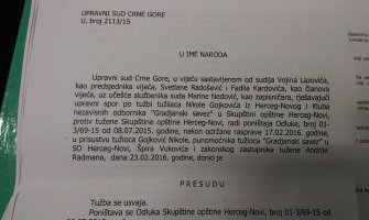 Gojković vraćen na mjesto predsjednika opštine Herceg Novi