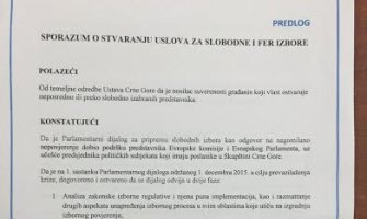 Usaglašen sporazum vlasti i opozicije