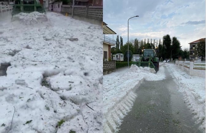 Ulice italijanske provincije se zabijelile tokom nevremena, urušili se krovovi kuća pod naletima vjetra